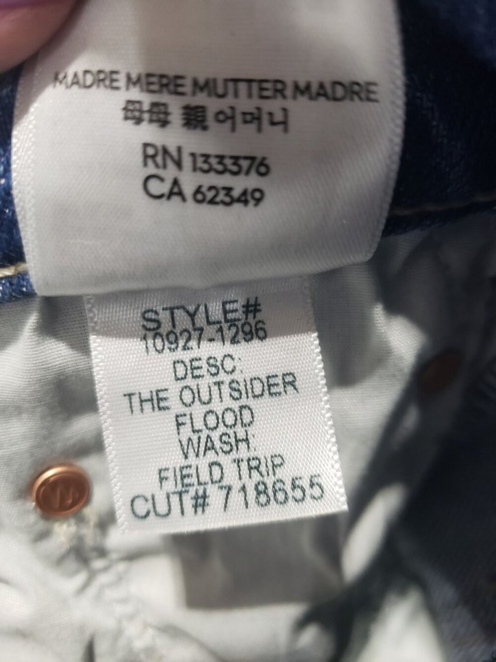Mother The Outsider Flood Denim Flare Blue Jeans Field Trip Womens 26 - Picture 8 of 15